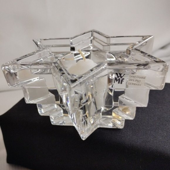 3D Star shape Candle Votive Lead Crystal  WMF Crystal made in Germany - Picture 3 of 5